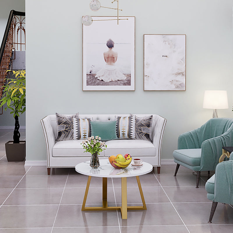 Modern Style White/black/wood/yellow/walnut Round Wood-based Craft Top Coffee Table
