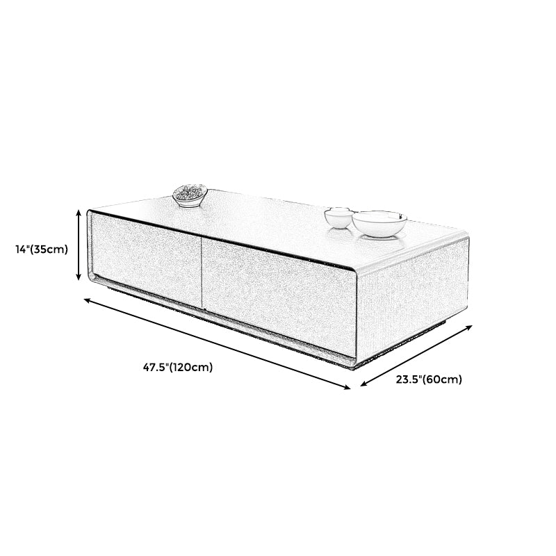 Wooden Block Cocktail Table with Drawers Rectangle Coffee Table in Natural
