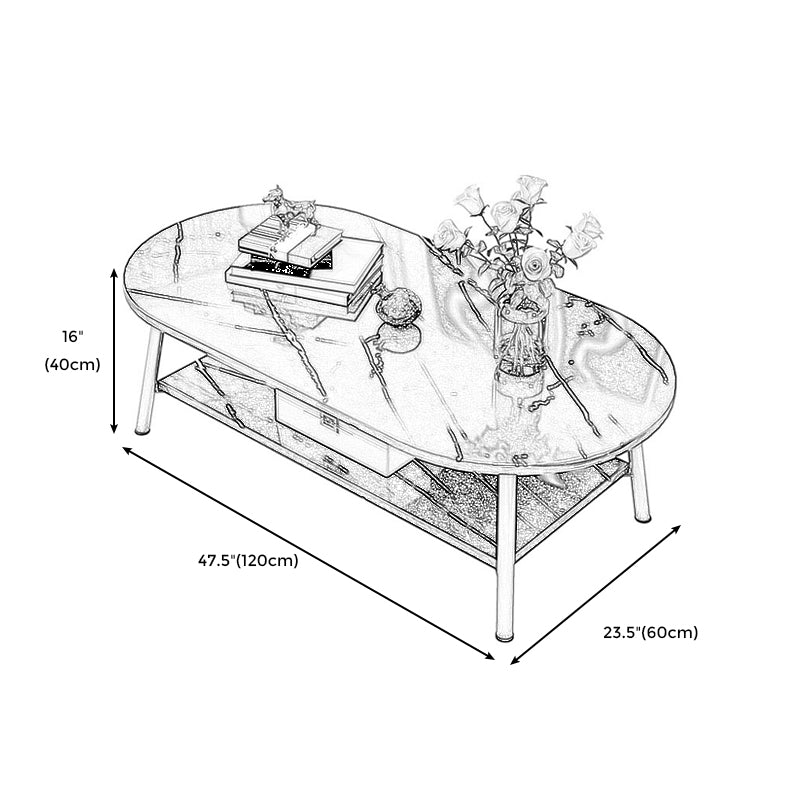 Oval/Round Storage Coffee Table  Contemporary 4 Legs  Cocktail Table for Home