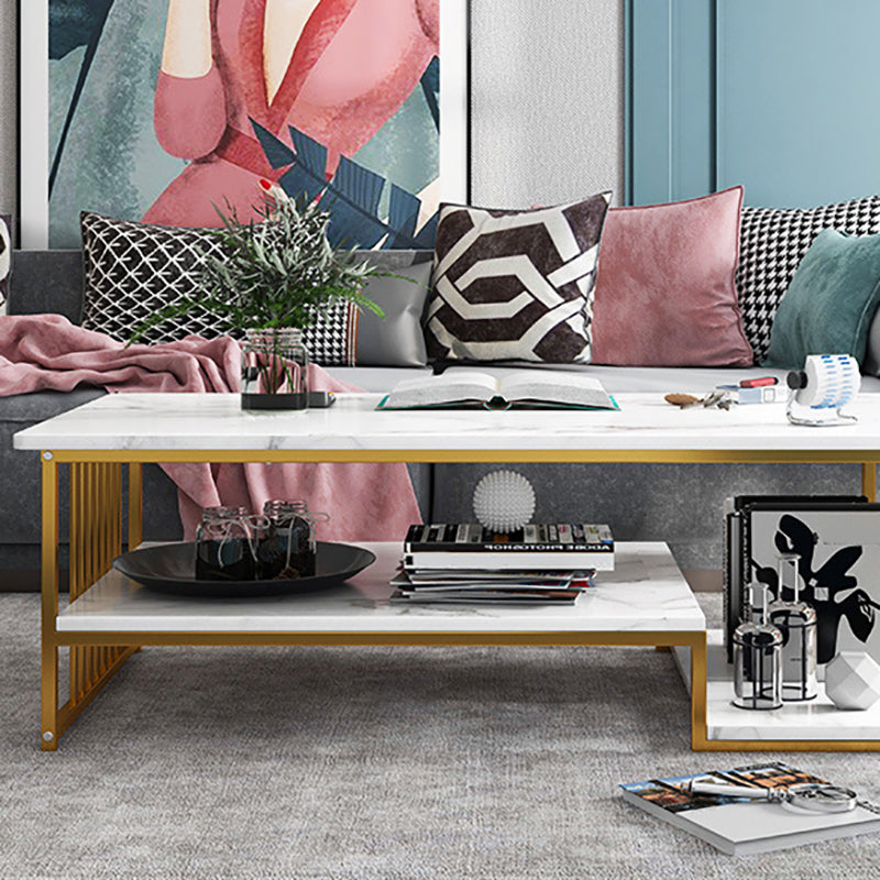 Rectangular Storage Coffee Table  Contemporary Frame Cocktail Table for Home