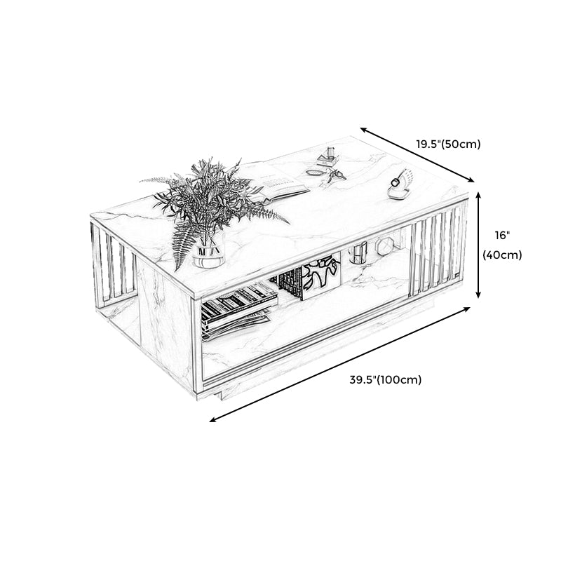 Rectangular Storage Coffee Table  Contemporary Frame Cocktail Table for Home
