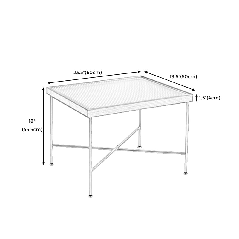 Scandinavian Glass Coffee Table with Wood Accents Cross Legs Cocktail Table