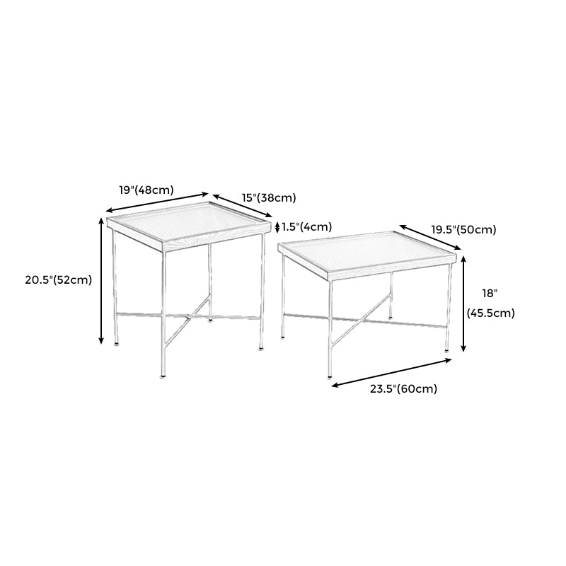 Scandinavian Glass Coffee Table with Wood Accents Cross Legs Cocktail Table