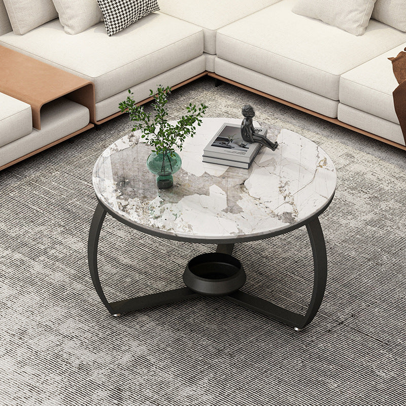 Round Cross Legs Coffee Table  Contemporary  Cocktail Table for Home
