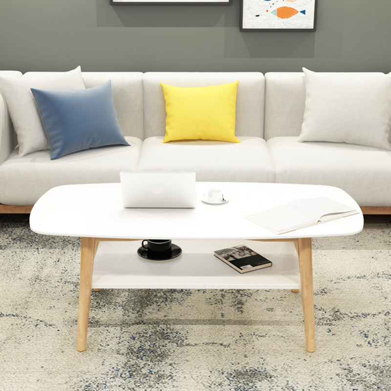 Modern 4 Legs Rectangular Coffee Table with Storage Cocktail Table