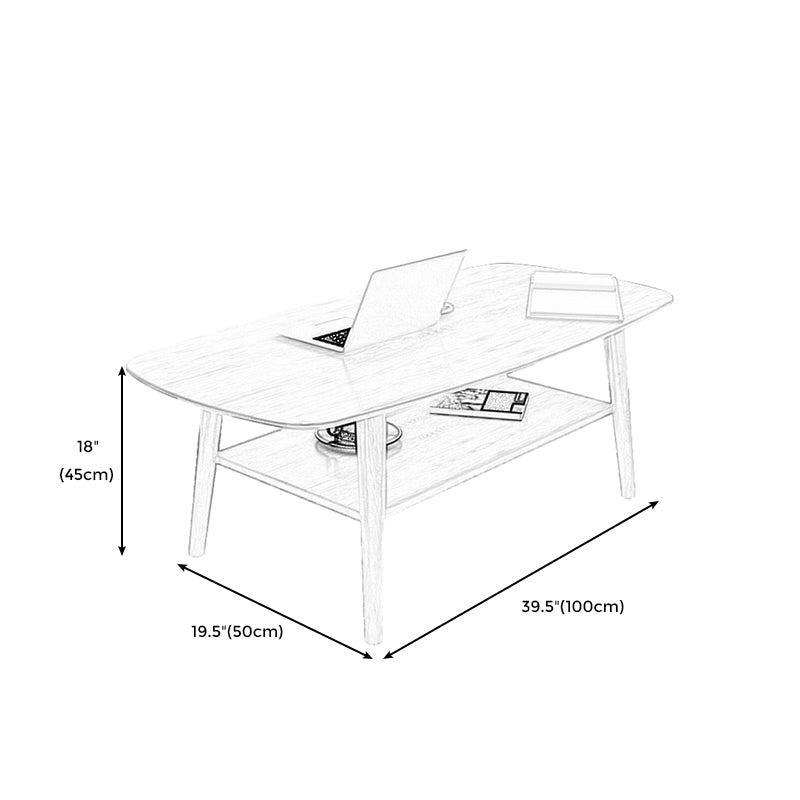 Modern 4 Legs Rectangular Coffee Table with Storage Cocktail Table