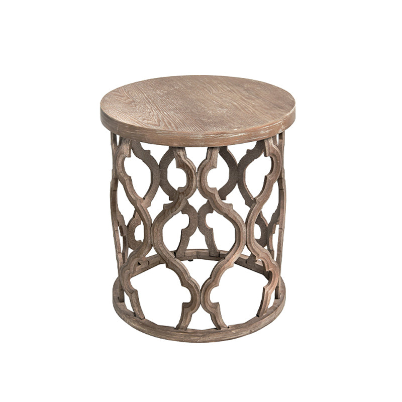 Rustic Style Antique Pedestal Coffee Table Round Wood Cocktail Table