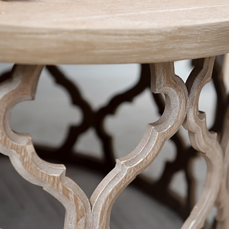 Rustic Style Antique Pedestal Coffee Table Round Wood Cocktail Table