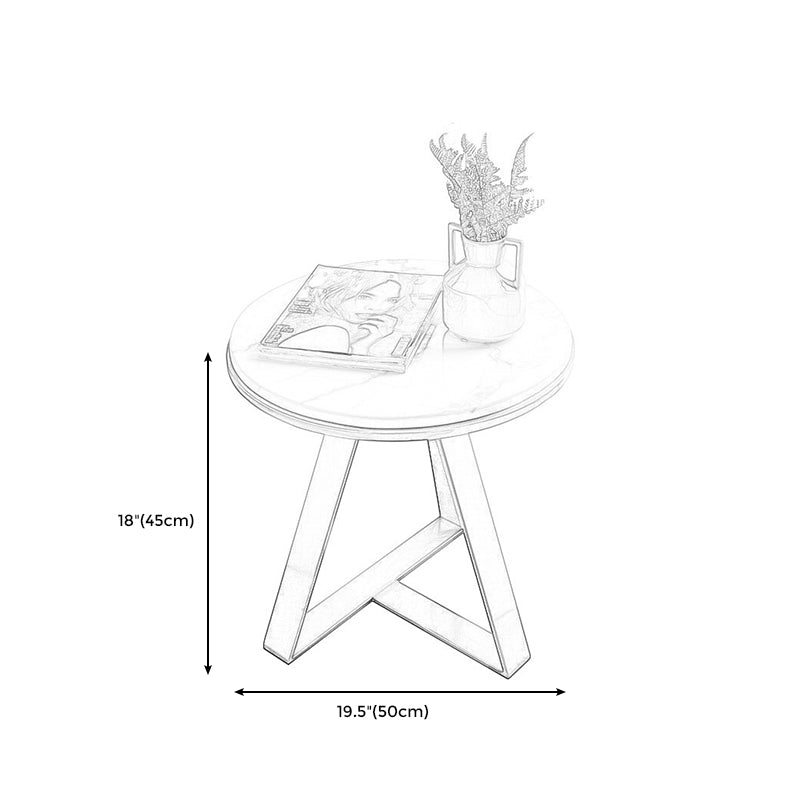Modern Round Marble Coffee Table Metal Cross Legs Coffee Table