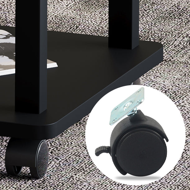Modern 4 Legs Rectangular Coffee Table with Casters Cocktail Table in Black/White