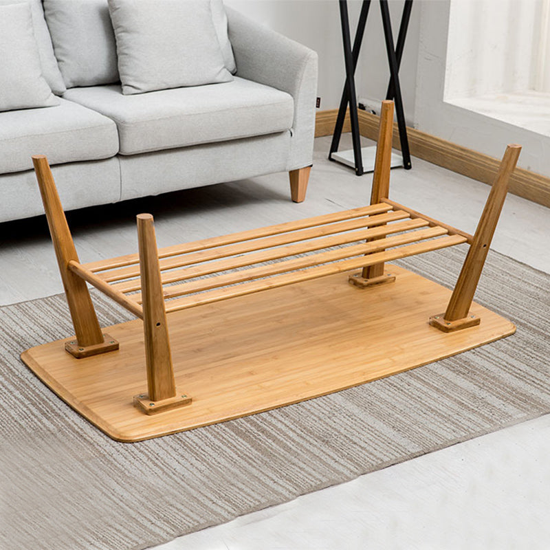 Modern Bamboo Wood/walnut Ribbon Storage Space Rectangular Coffee Table