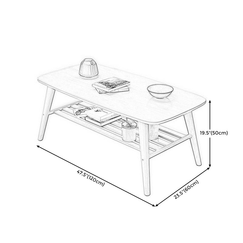 Modern Bamboo Wood/walnut Ribbon Storage Space Rectangular Coffee Table