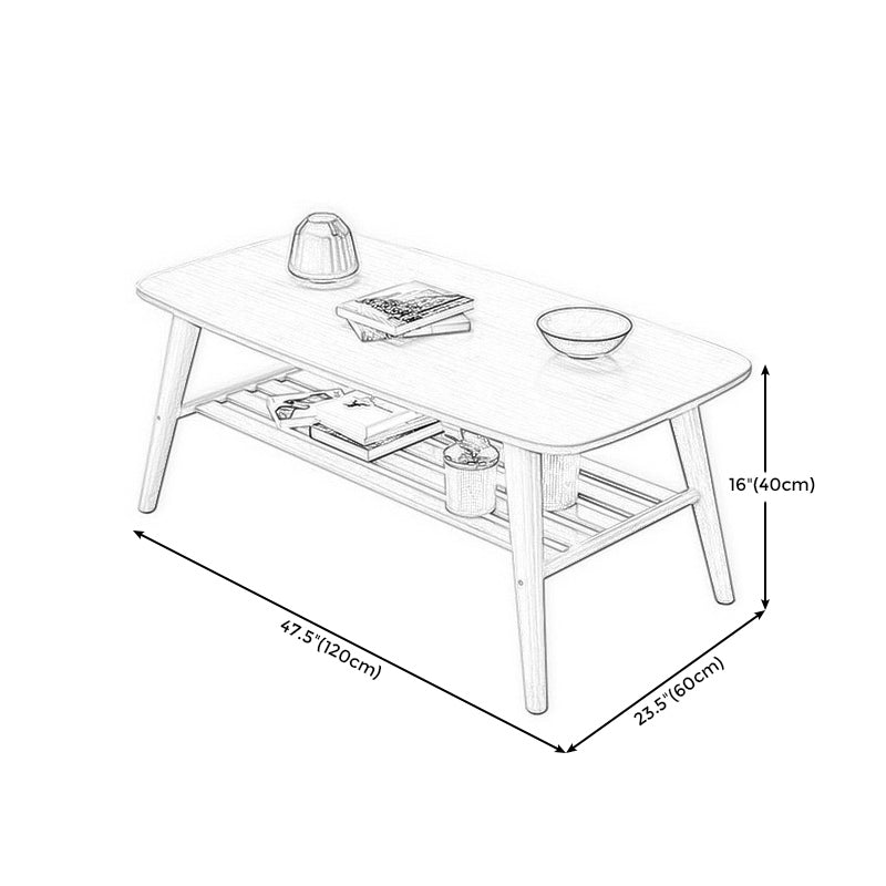 Modern Bamboo Wood/walnut Ribbon Storage Space Rectangular Coffee Table