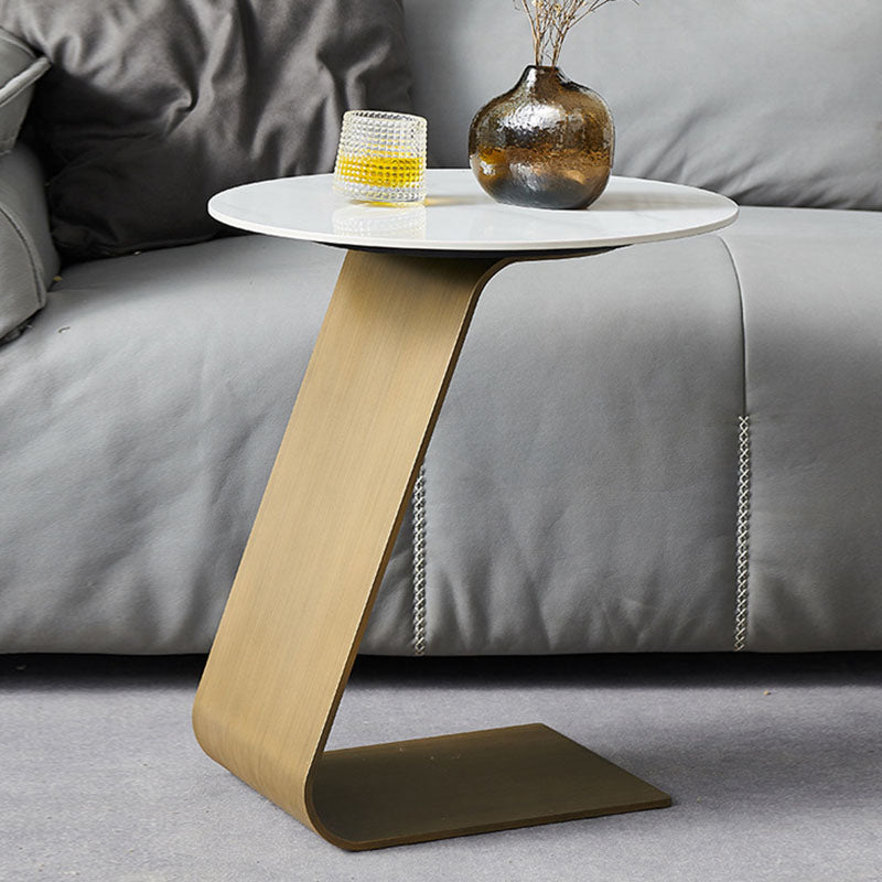 Modern Round Coffee Table Pedestal Slate Coffee Table in White