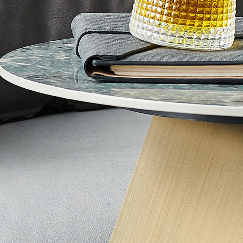 Modern Round Coffee Table Pedestal Slate Coffee Table in White