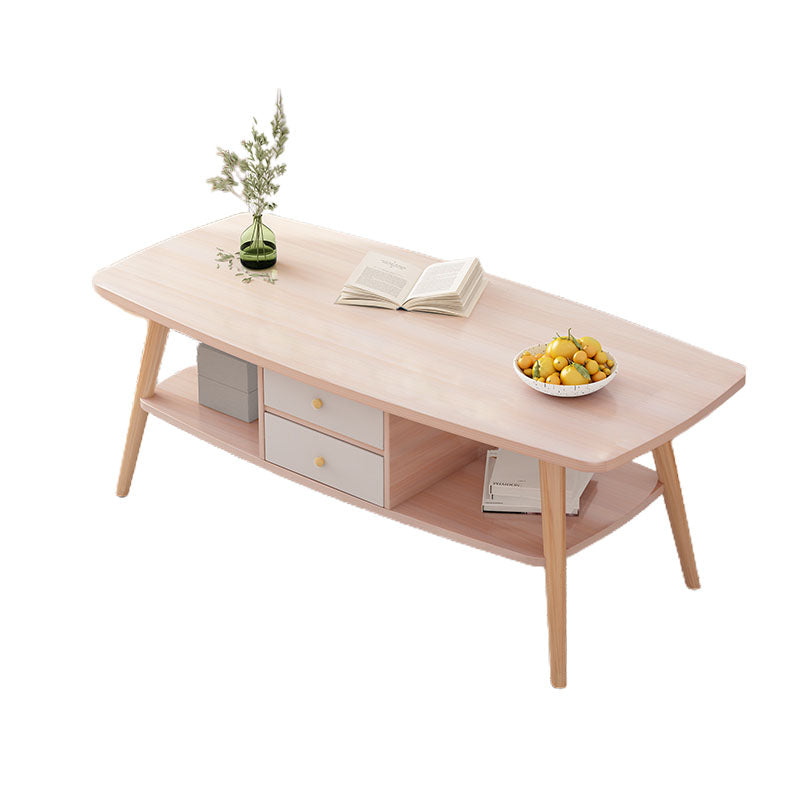 Modern Wooden Rectangular/Geometric Coffee Table with Storage Cocktail Table