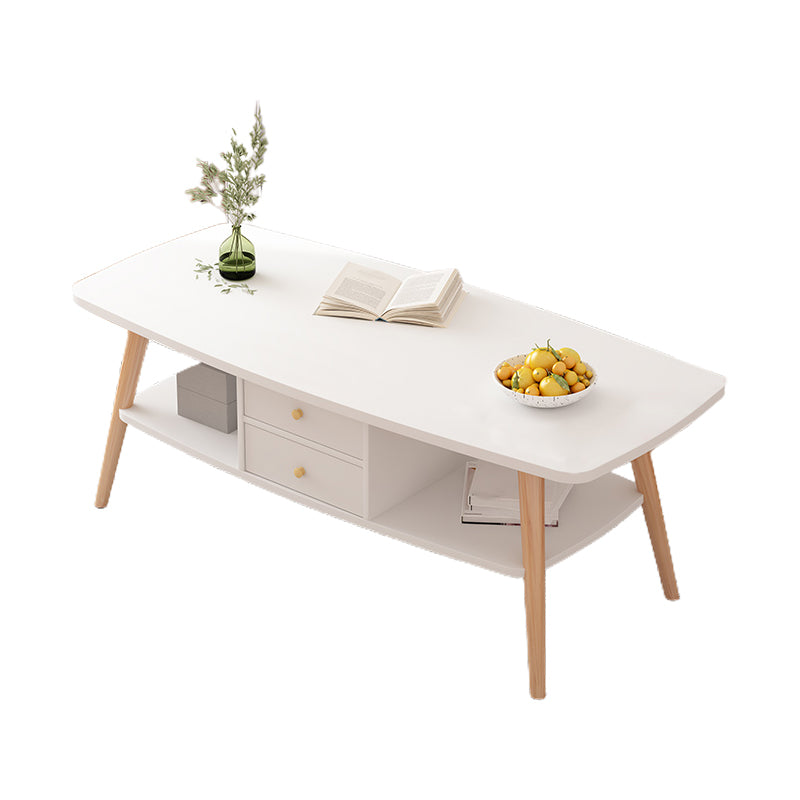 Modern Wooden Rectangular/Geometric Coffee Table with Storage Cocktail Table
