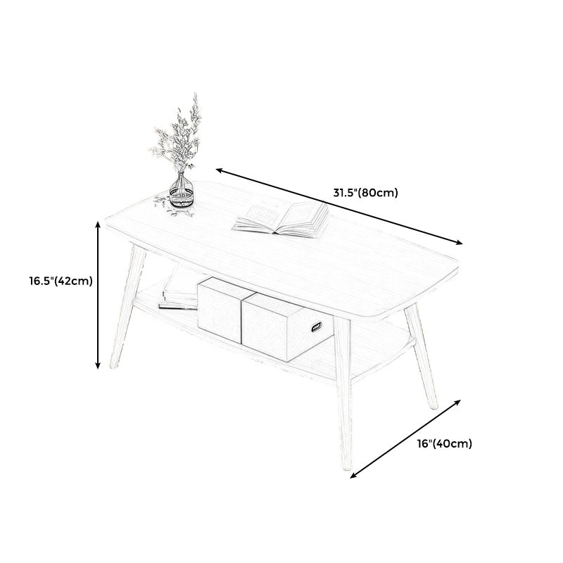 Modern Wooden Rectangular/Geometric Coffee Table with Storage Cocktail Table