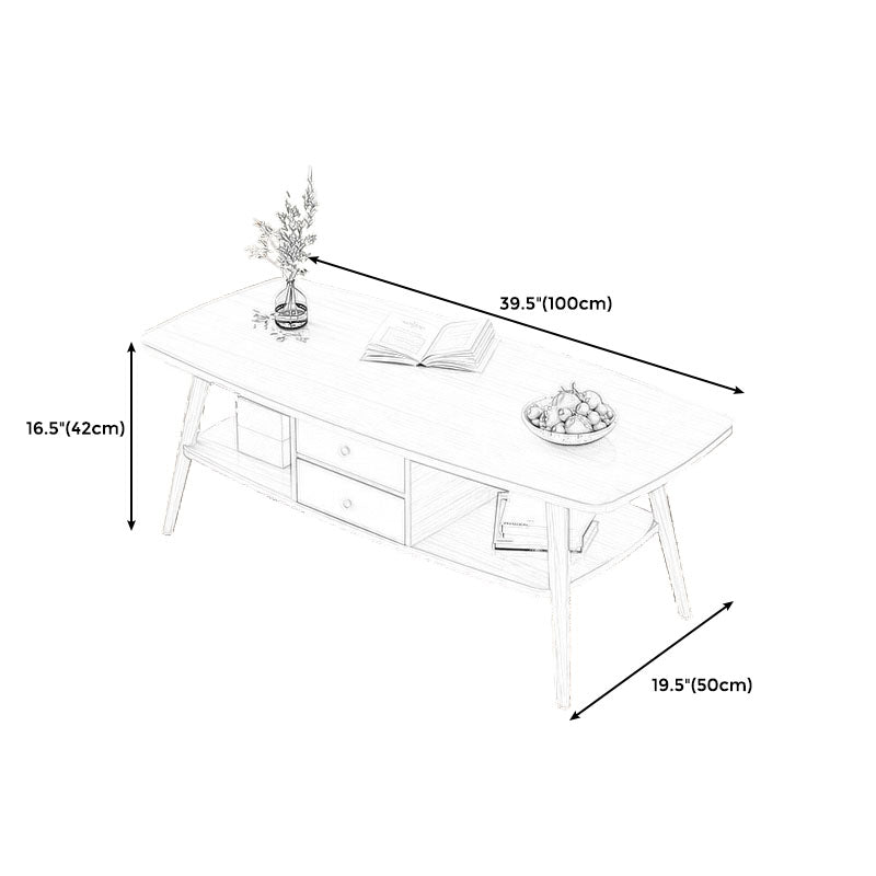 Modern Wooden Rectangular/Geometric Coffee Table with Storage Cocktail Table