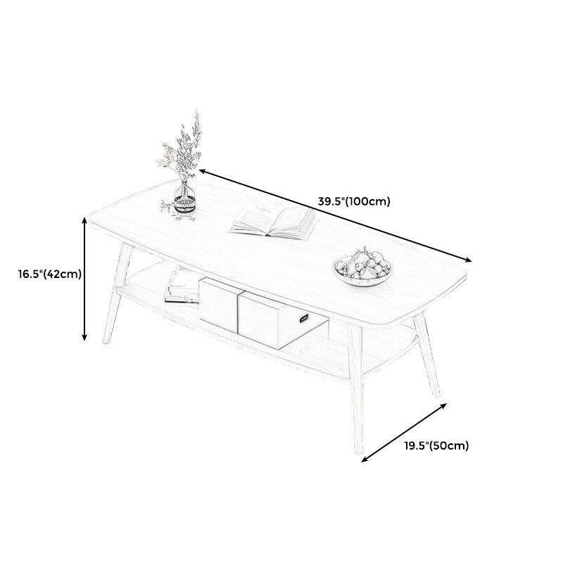 Modern Wooden Rectangular/Geometric Coffee Table with Storage Cocktail Table