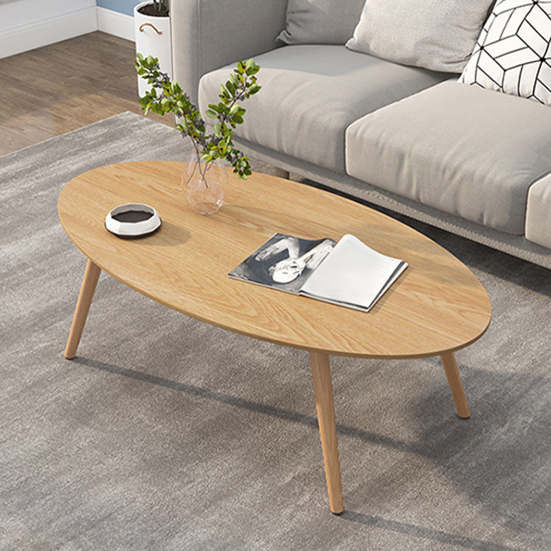 4 Legs Coffee Table Geometric Wood Cocktail Table in White and Natural