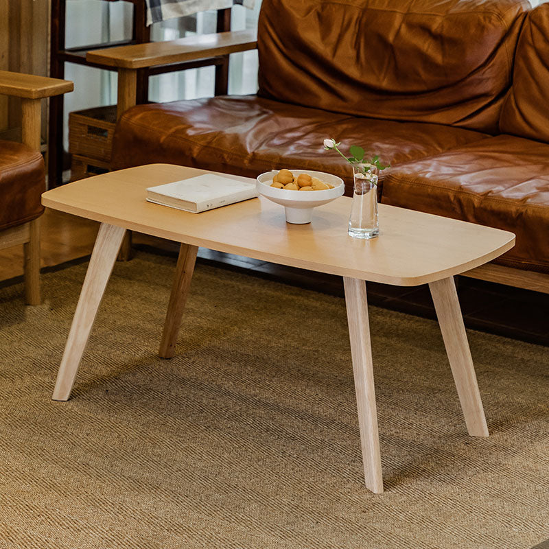 Wooden 4 Legs Cocktail Table Modern Rectangular Coffee Table for Living Room