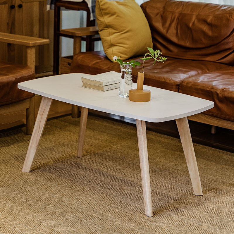 Wooden 4 Legs Cocktail Table Modern Rectangular Coffee Table for Living Room