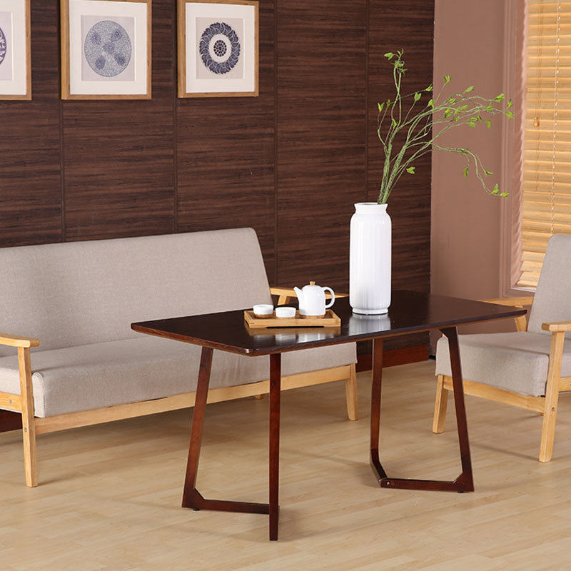 Solid Wood Sled Coffee Table in Oak/Brown, Modern Round/Rectangle Table