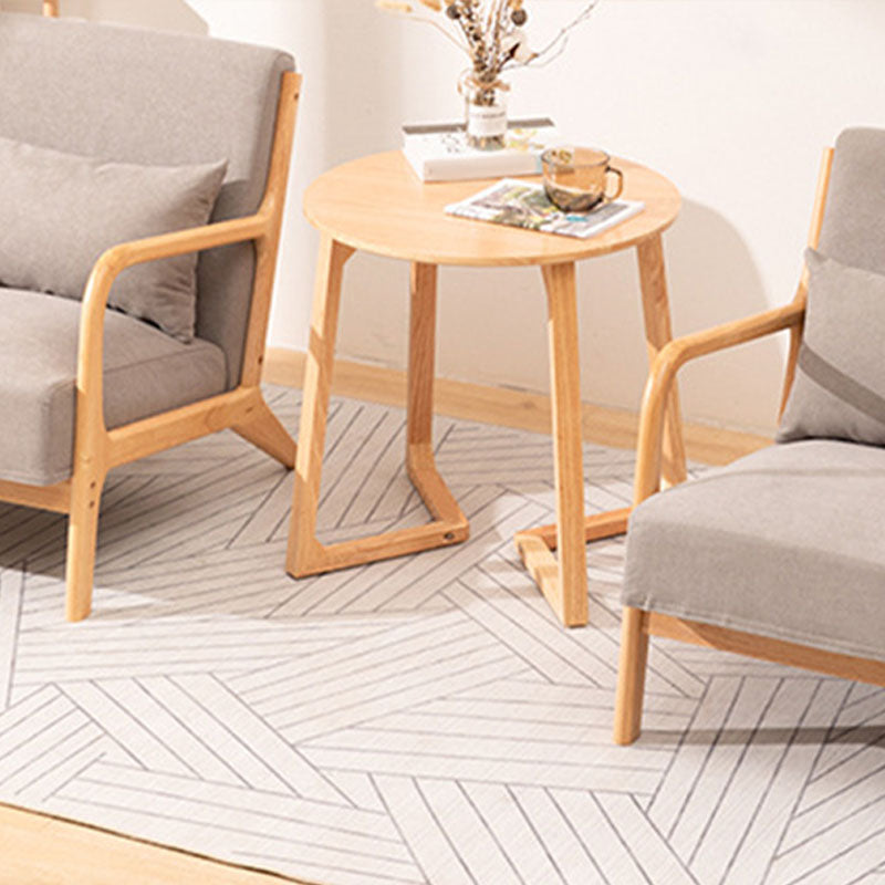 Solid Wood Sled Coffee Table in Oak/Brown, Modern Round/Rectangle Table