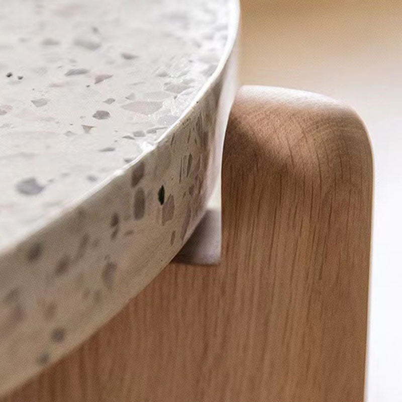 Modern White Round Coffee Table with Three Wood Legs Coffee Table