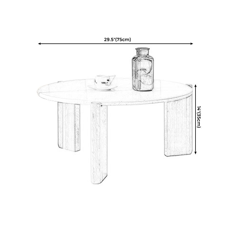 Modern White Round Coffee Table with Three Wood Legs Coffee Table