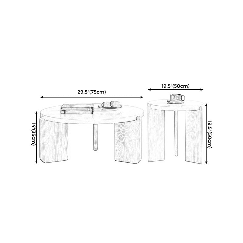 Modern White Round Coffee Table with Three Wood Legs Coffee Table
