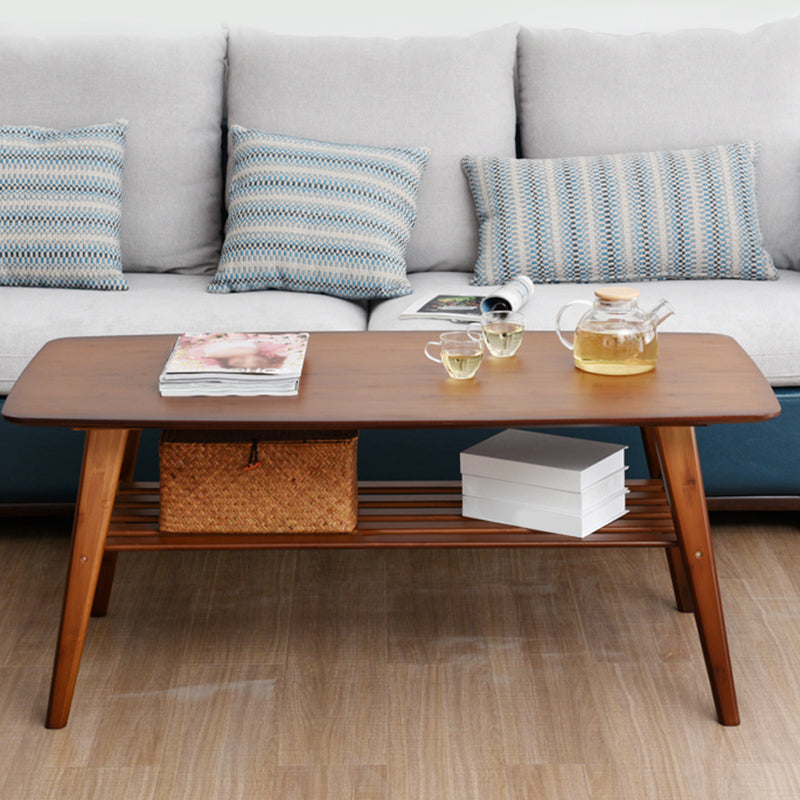 Rectangular Coffee Table with Walnut/wood-colored Top on 4-leg Base