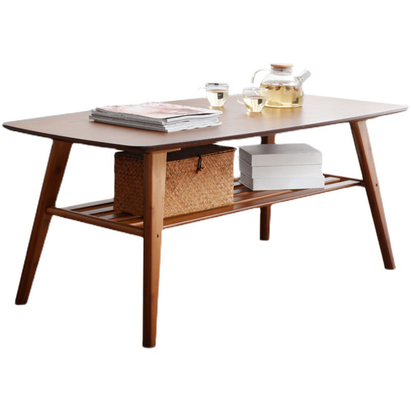 Rectangular Coffee Table with Walnut/wood-colored Top on 4-leg Base