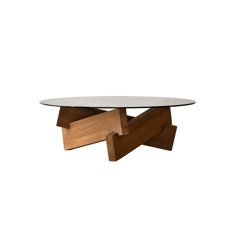 Contemporary Cross Legs Coffee Table 1 Single Wood Cocktail Table