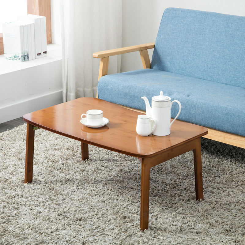 Modern Brown/Oak 4 Legs 1 Coffee Table Geometric Folding Table for Living Room