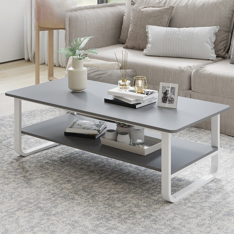 Modern Wood Rectangle Coffee Table White and Black Cocktail Table