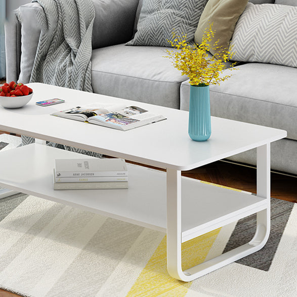 Modern Wood Rectangle Coffee Table White and Black Cocktail Table