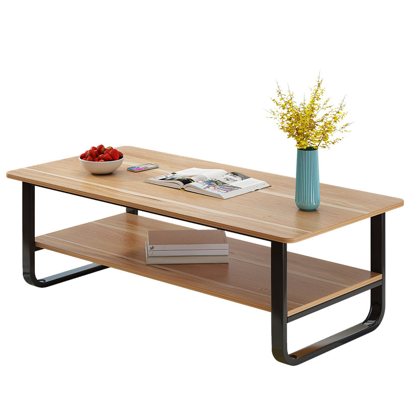 Modern Wood Rectangle Coffee Table White and Black Cocktail Table