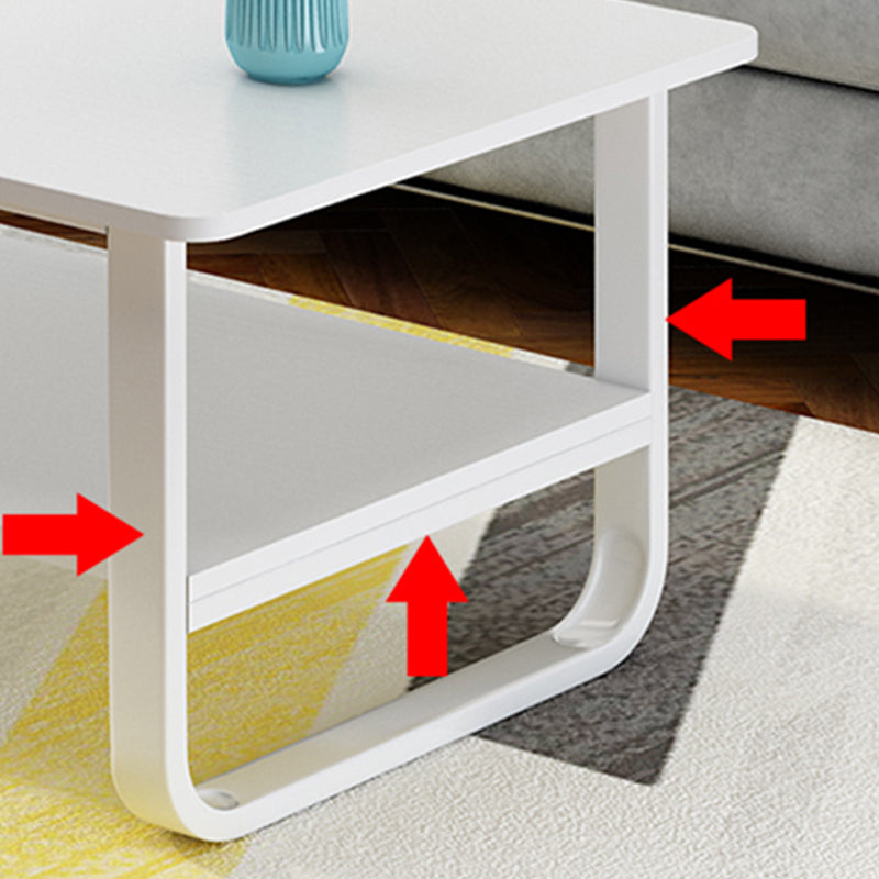 Modern Wood Rectangle Coffee Table White and Black Cocktail Table