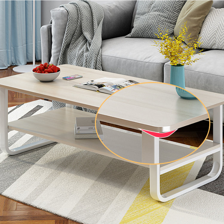 Modern Wood Rectangle Coffee Table White and Black Cocktail Table