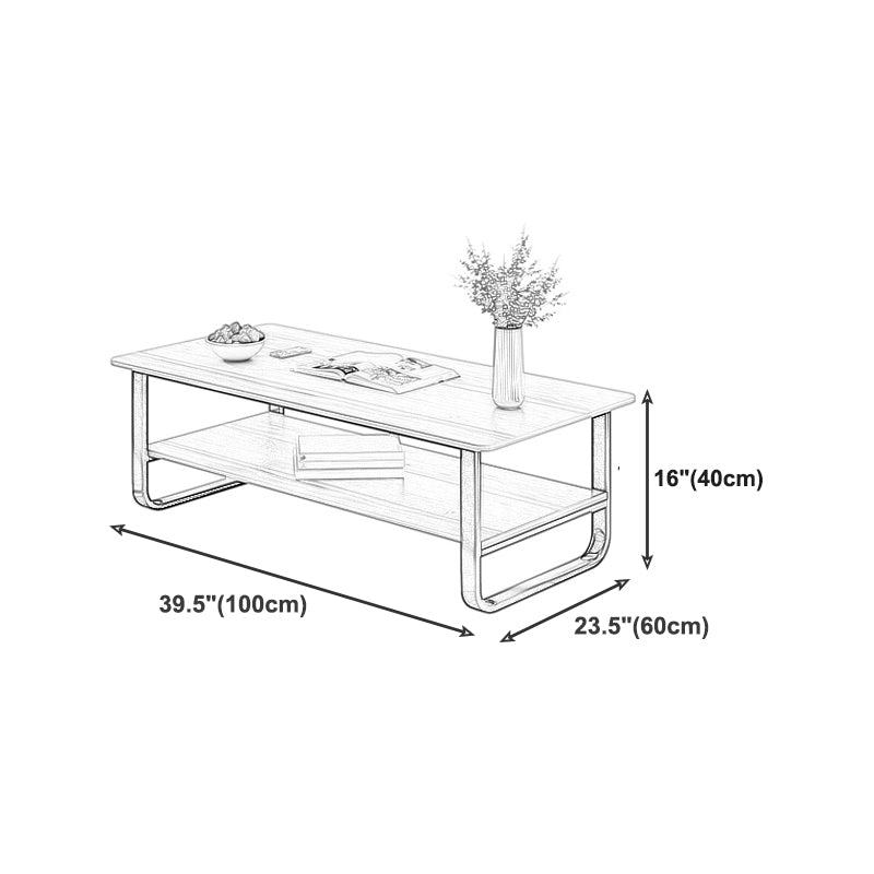Modern Wood Rectangle Coffee Table White and Black Cocktail Table