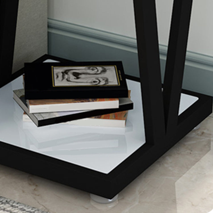 Modern Metal Frame 1 Coffee Table Black/White Square Glass Top Table