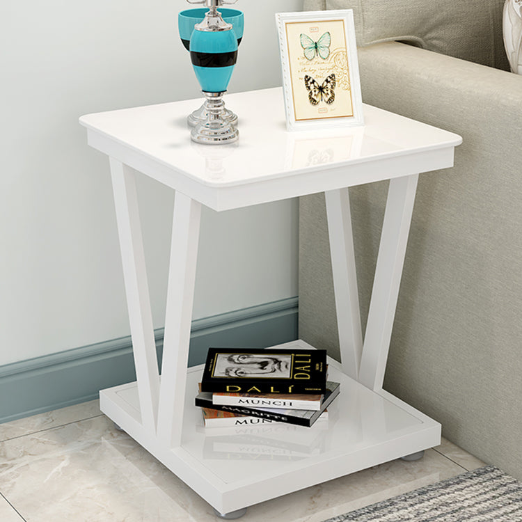 Modern Metal Frame 1 Coffee Table Black/White Square Glass Top Table