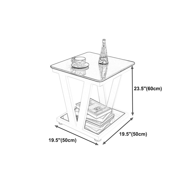Modern Metal Frame 1 Coffee Table Black/White Square Glass Top Table