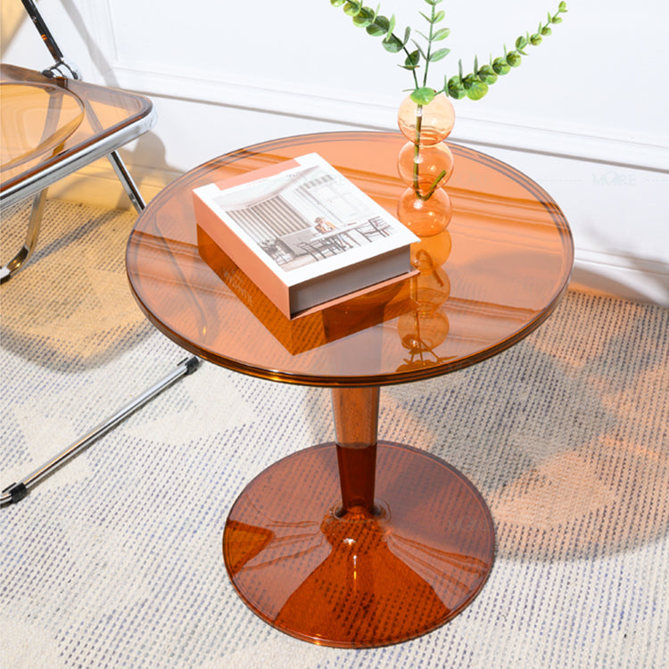 Pedestal Modern 1 Single Coffee Table Round Acrylic Cocktail Table