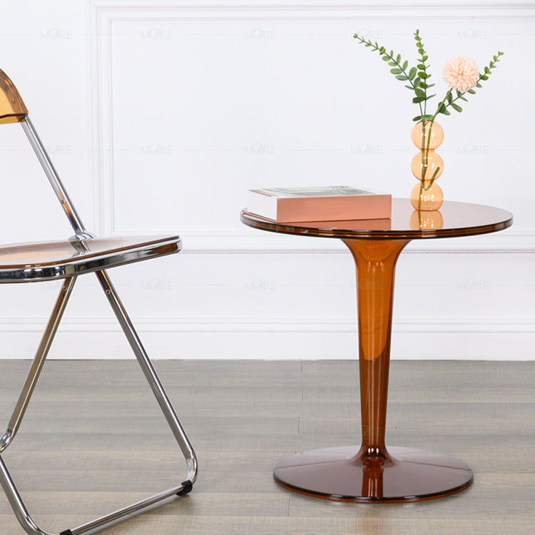 Pedestal Modern 1 Single Coffee Table Round Acrylic Cocktail Table