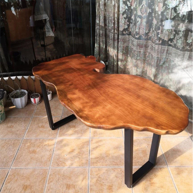Modern Live Edge Coffee Table Geometric Red Wood Sled Cocktail Table