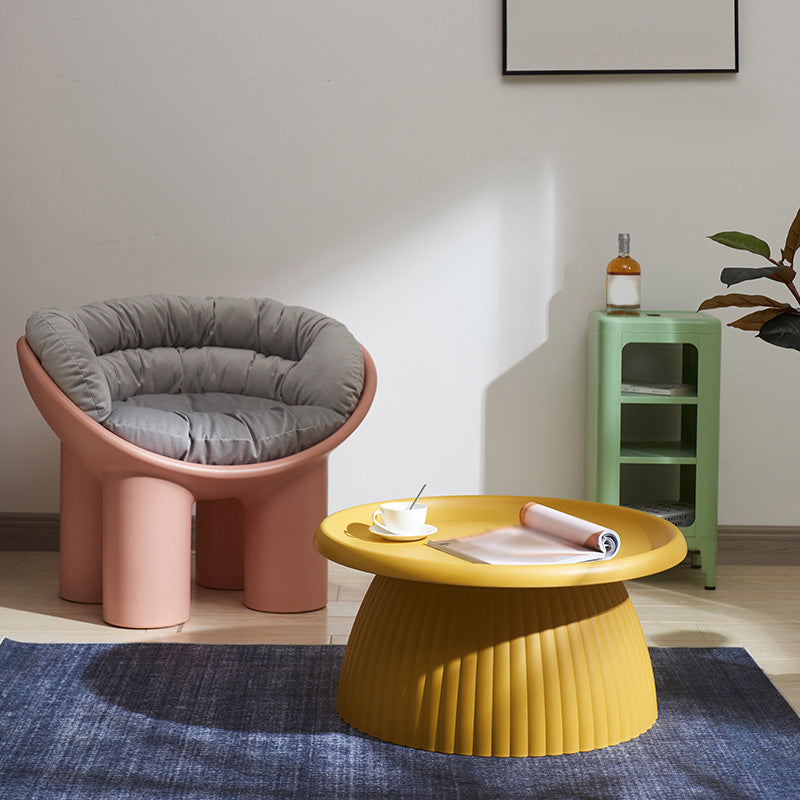 Modern Round Pedestal Coffee Table Acrylic Pink Coffee Table