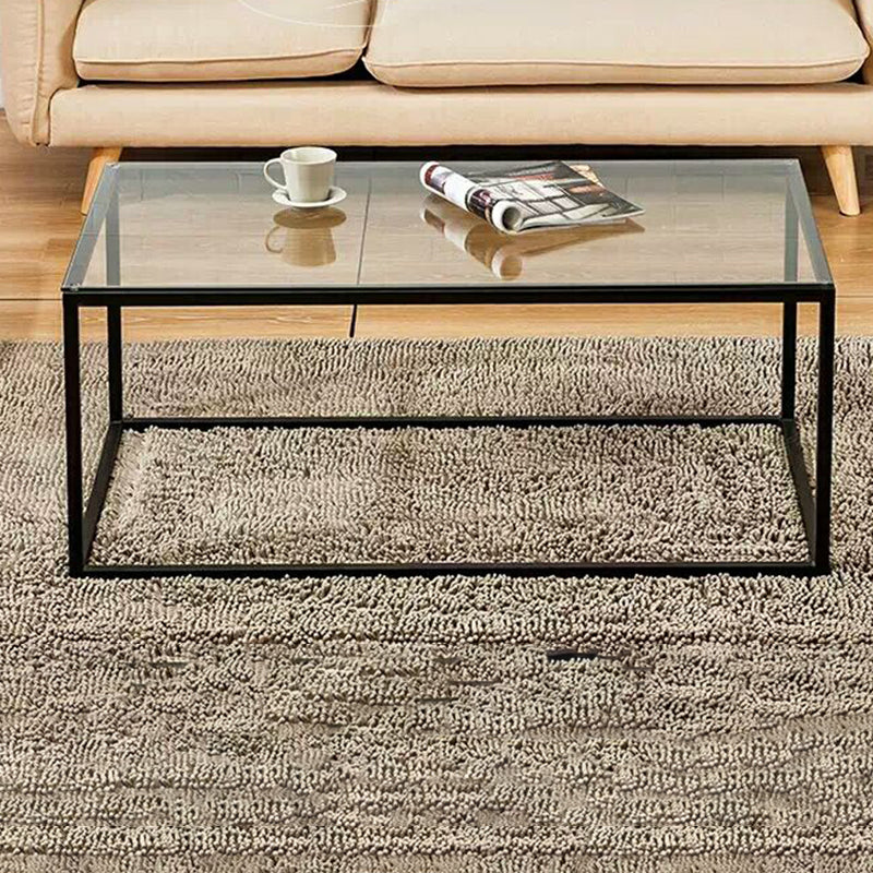 Contemporary Rectangular Glass Frame Base Coffee Cocktail Table